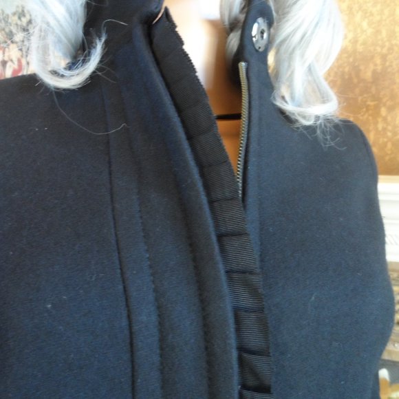 Banana Republic Black Wool Pea Coat w/Ruffle Detail Size XS - Picture 9 of 16
